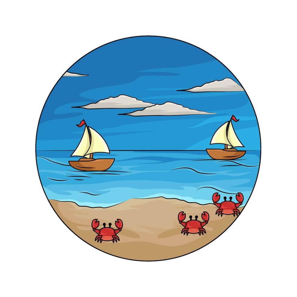 Krabbe mit Boot im Strand Illustration vektor