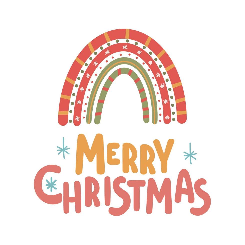 Frohe Weihnachten inspirierende Schriftzugkarte mit süßem Regenbogendruck vektor