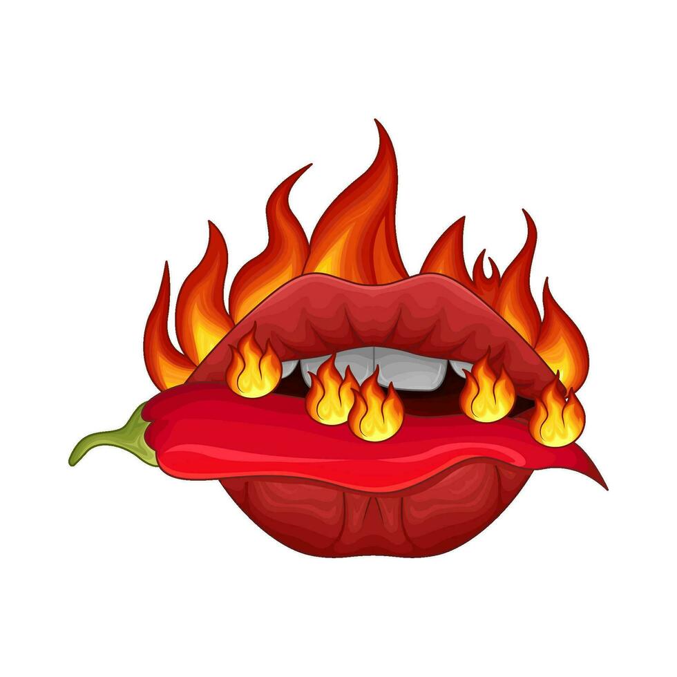 heiß Chili, Mund mit heiß Feuer Illustration vektor