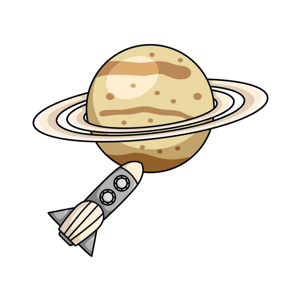 Planet mit Rakete Illustration vektor