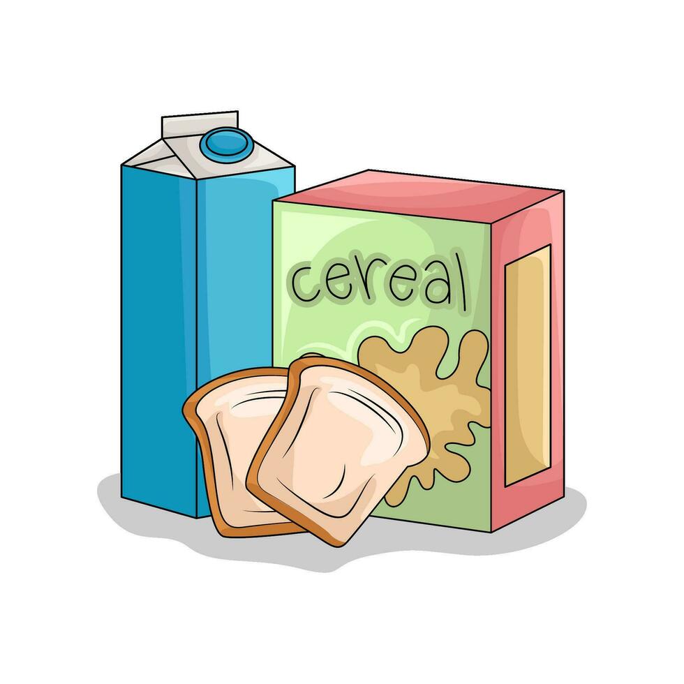 Müsli Kasten, Milch mit Weizen Brot Illustration vektor