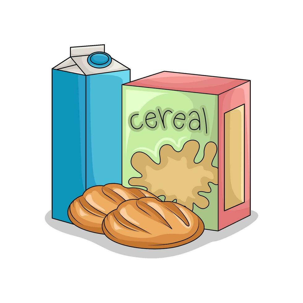 Müsli Kasten, Gebäck mit Milch Illustration vektor