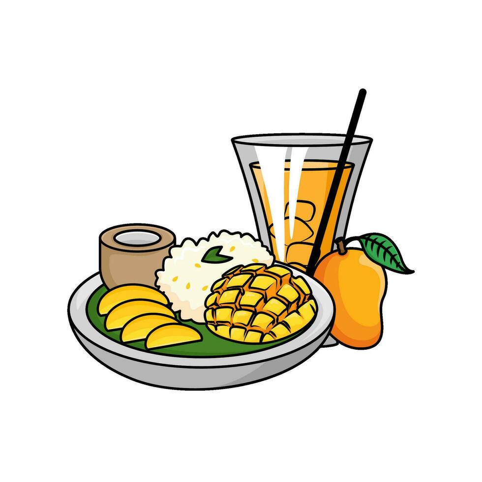 Mango Frucht, Saft Mango mit Mango Essen Illustration vektor