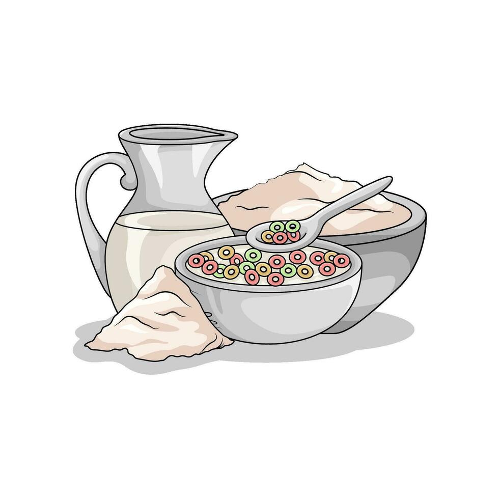 Müsli im Schüssel mit Milch Illustration vektor