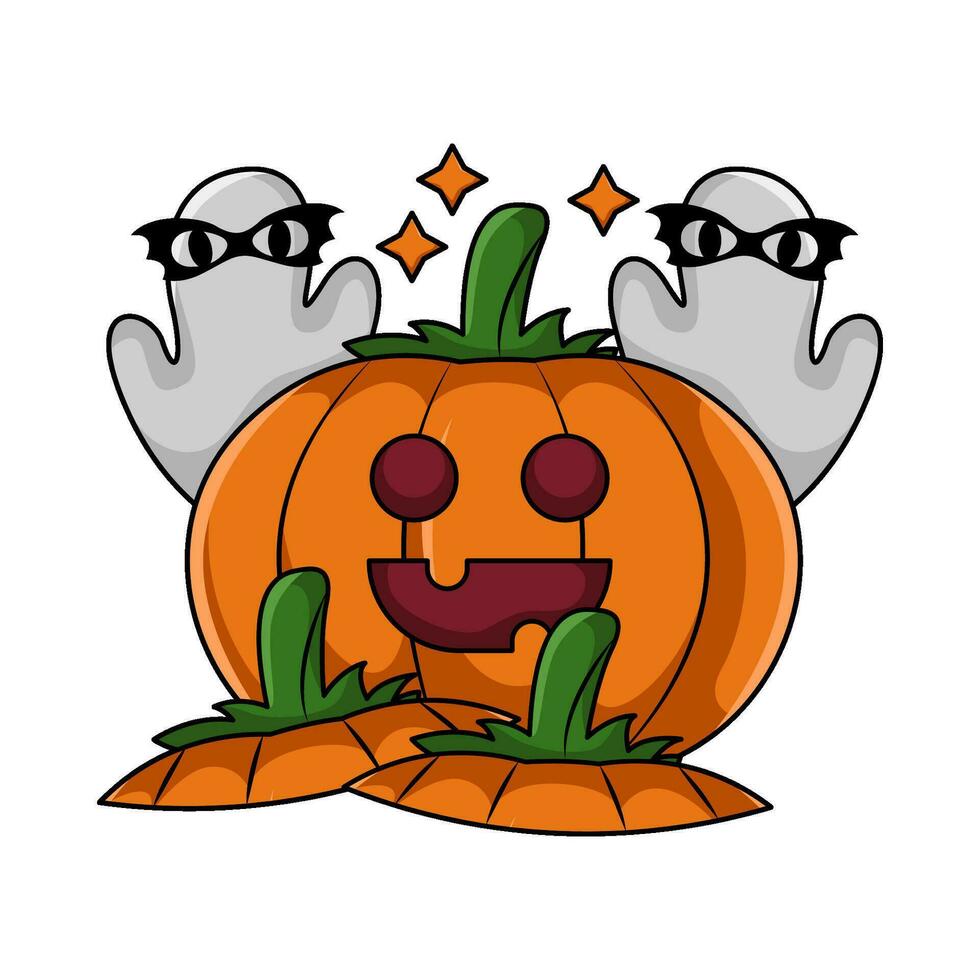 Kürbis Halloween mit Geist Illustration vektor