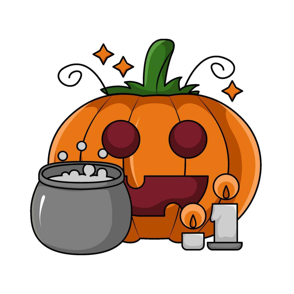 pumpa halloween, ljus med trolldryck illustration vektor