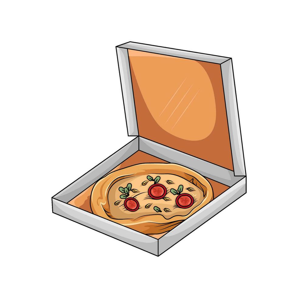 Pizza Peperoni im Box Illustration vektor