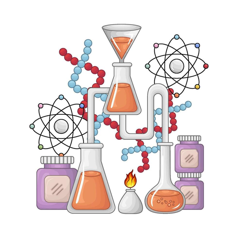 Chemie mit Bunsen Brenner Illustration vektor