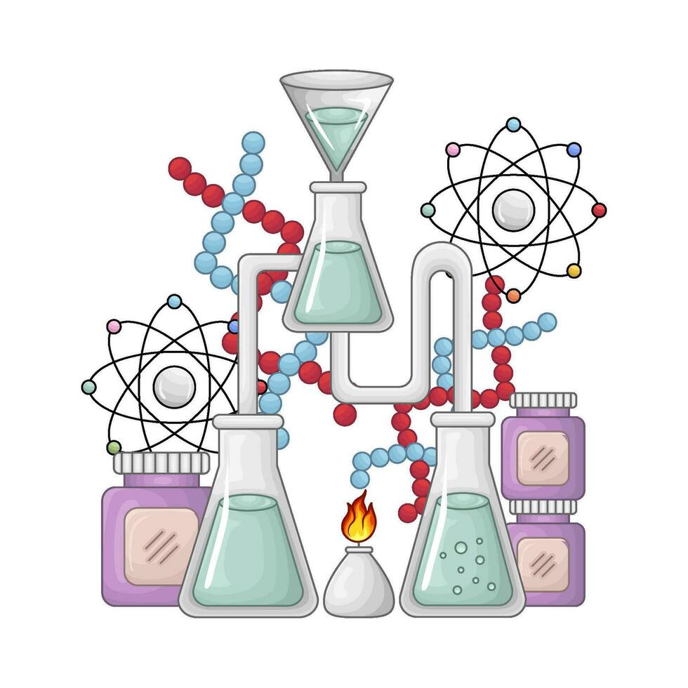 Chemie mit Bunsen Brenner Illustration vektor