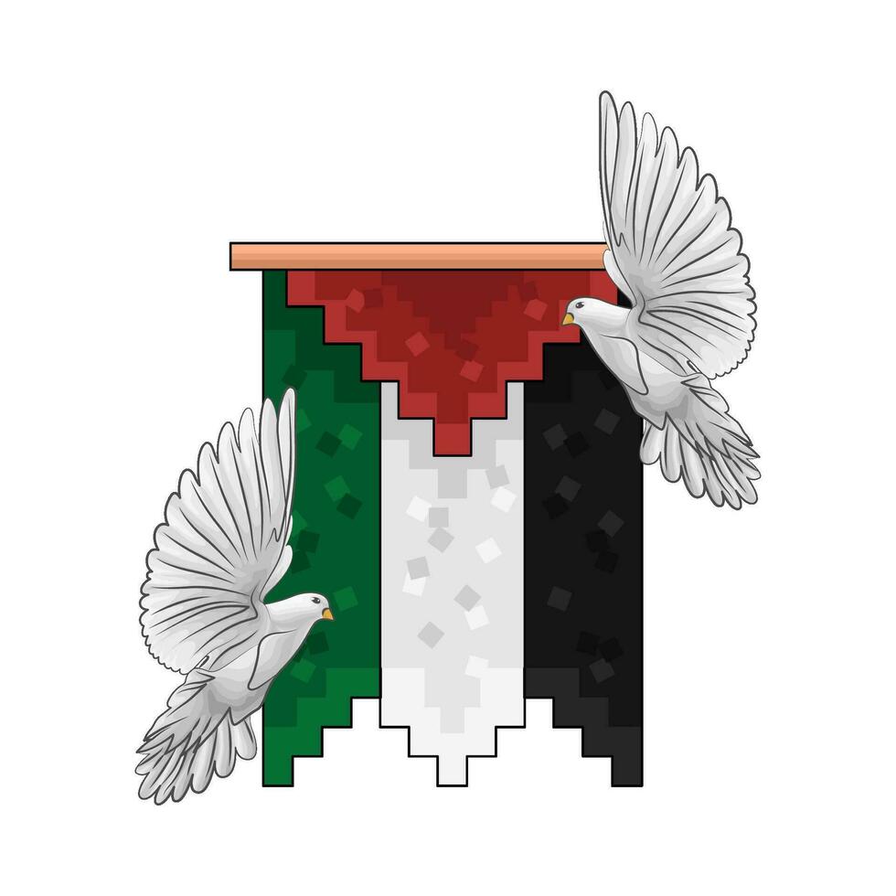 flagga palestina med fågel illustration vektor