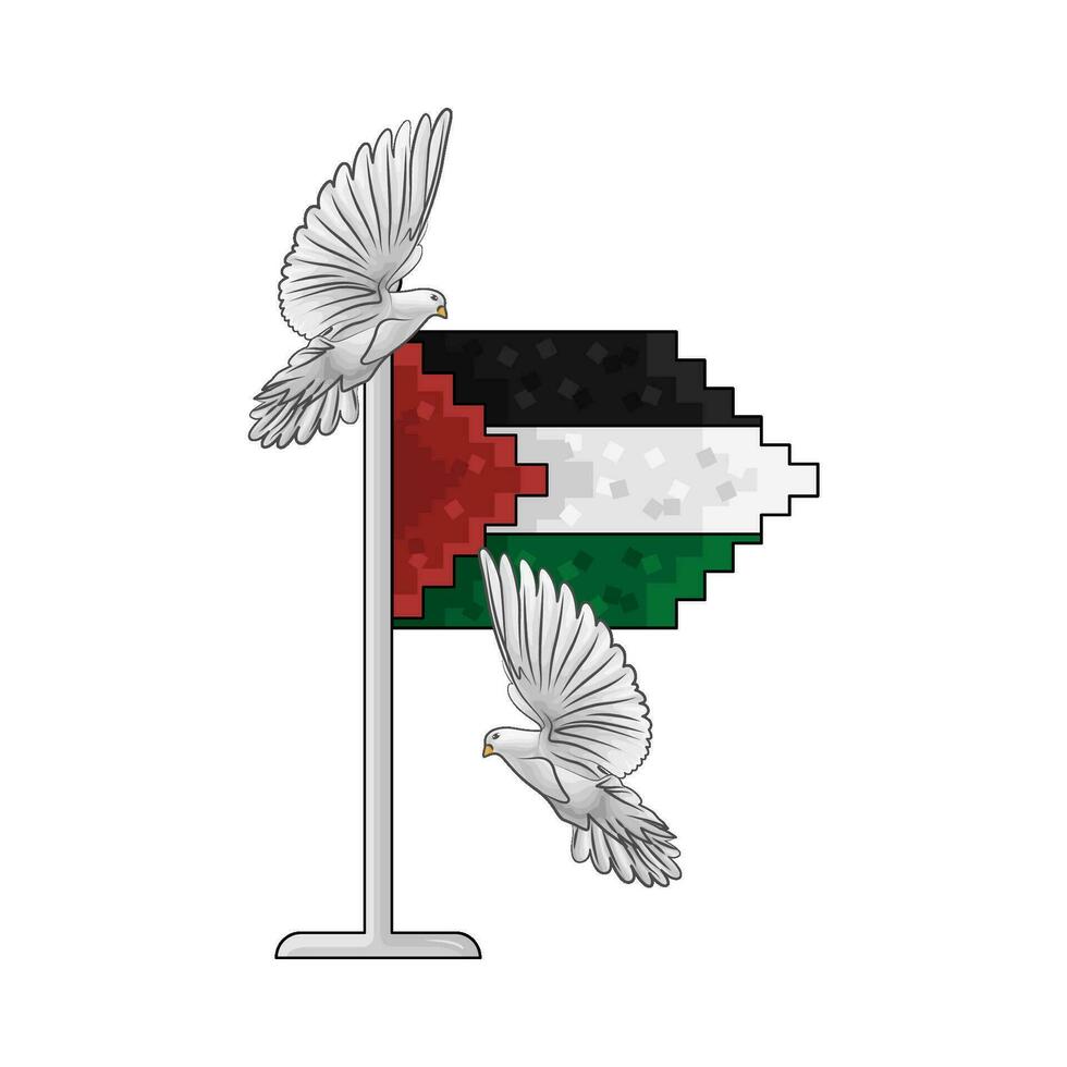 flagga palestina med fågel illustration vektor