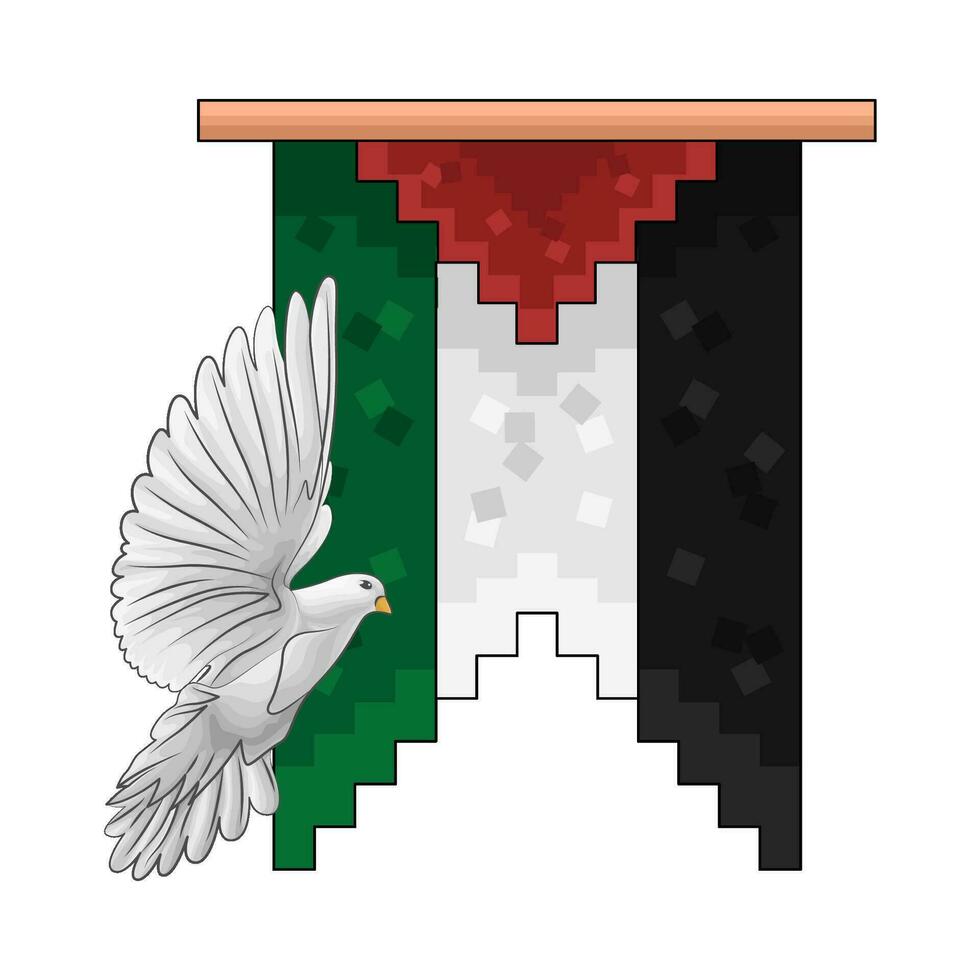 flagga palestina med fågel illustration vektor
