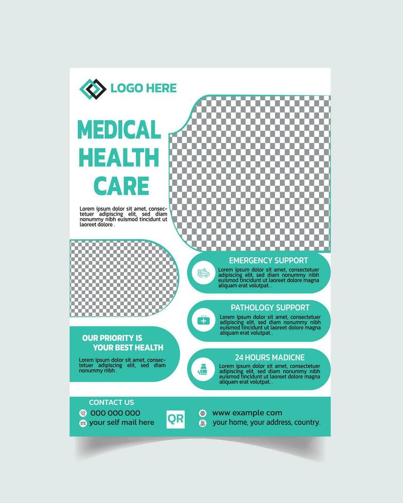 medizinisch Flyer Vorlage, Trend Gesundheit Flyer Flugblatt, Krankenhaus Flyer Design a4 Größe Vektor Datei