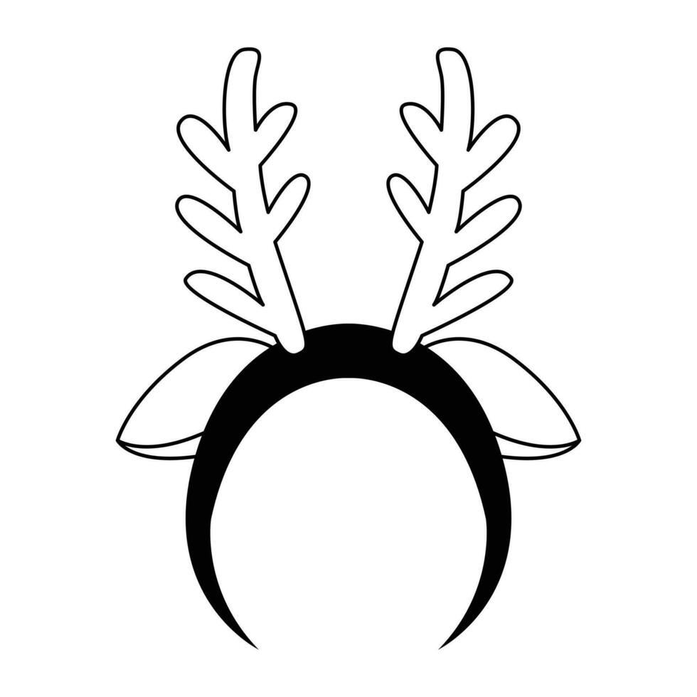 Stirnband mit Hirsch Geweih. Weihnachten Zubehör. schwarz und Weiß Vektor Illustration isoliert auf Weiß Hintergrund