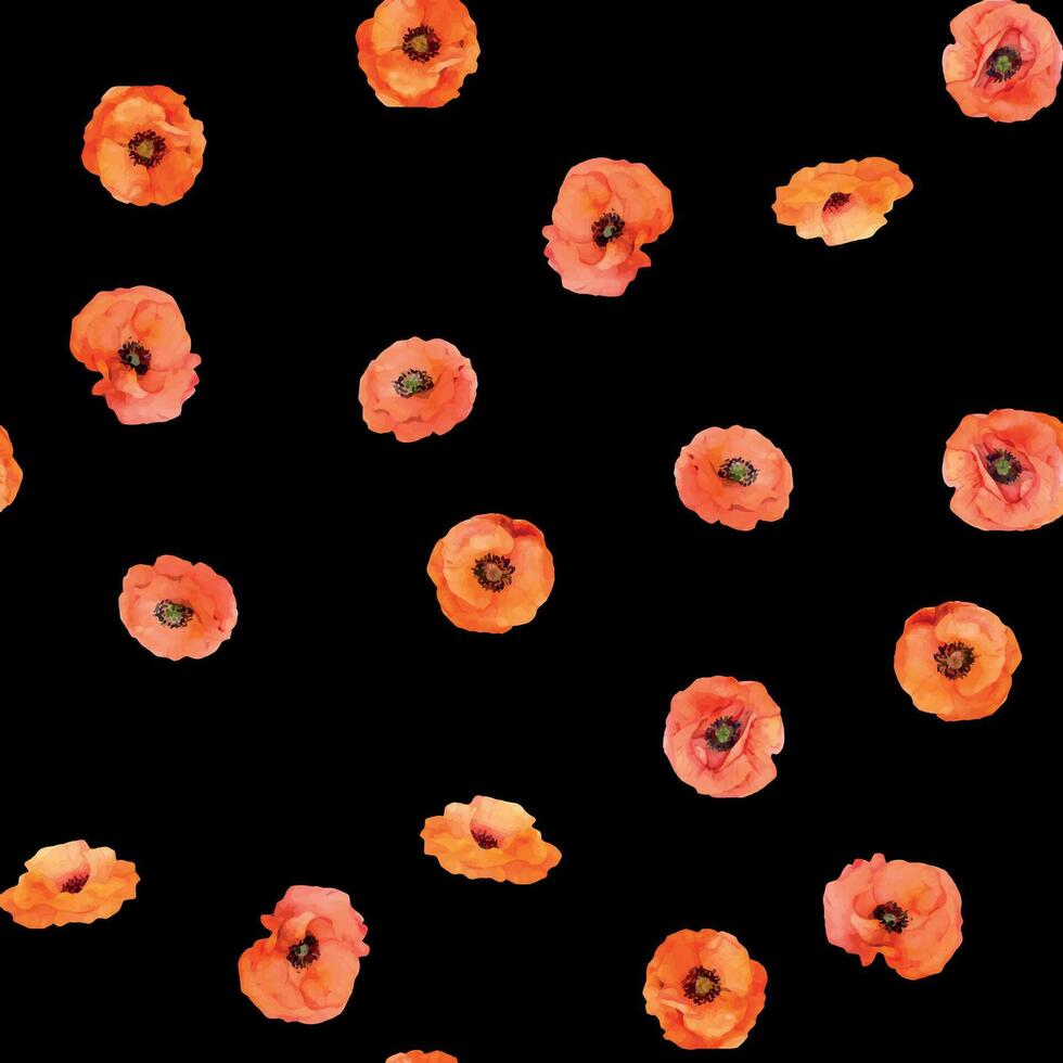 Aquarell nahtlos Muster mit Hand gezeichnet Sommer- hell rot Mohn Blumen. isoliert auf Farbe Hintergrund. Design zum Einladungen, Hochzeit, Liebe oder Gruß Karten, Papier, drucken, Textil- vektor