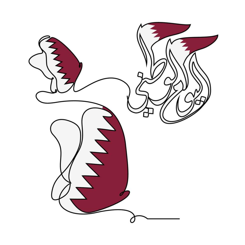 ett kontinuerlig linje teckning av qatar nationell dag vektor illustration på december 18:e. qatar nationell dag design i enkel linjär stil illustration. lämplig för hälsning kort, affisch och baner.