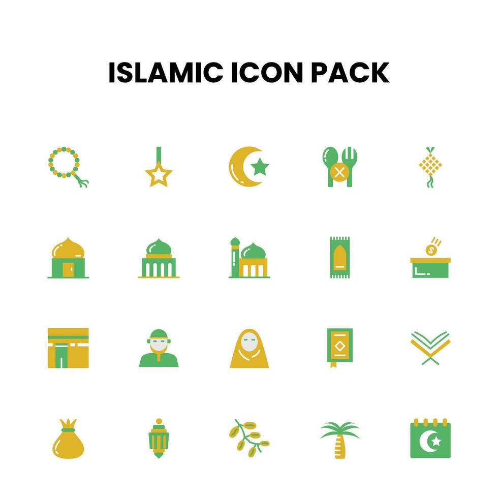 islamisch eben Stil Symbol Pack vektor