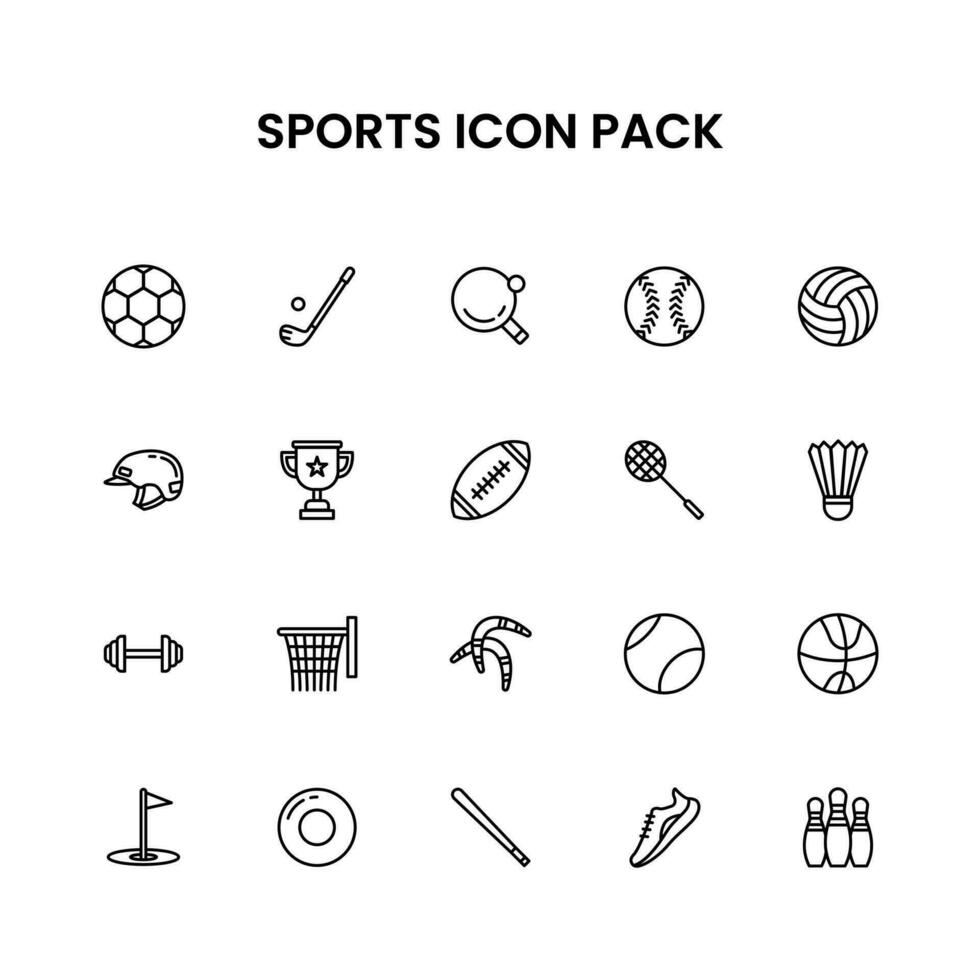 Sport dünn Gliederung Symbol Pack vektor