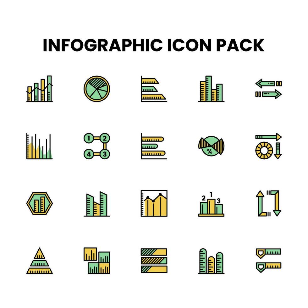 infographic fylld översikt ikon packa vektor