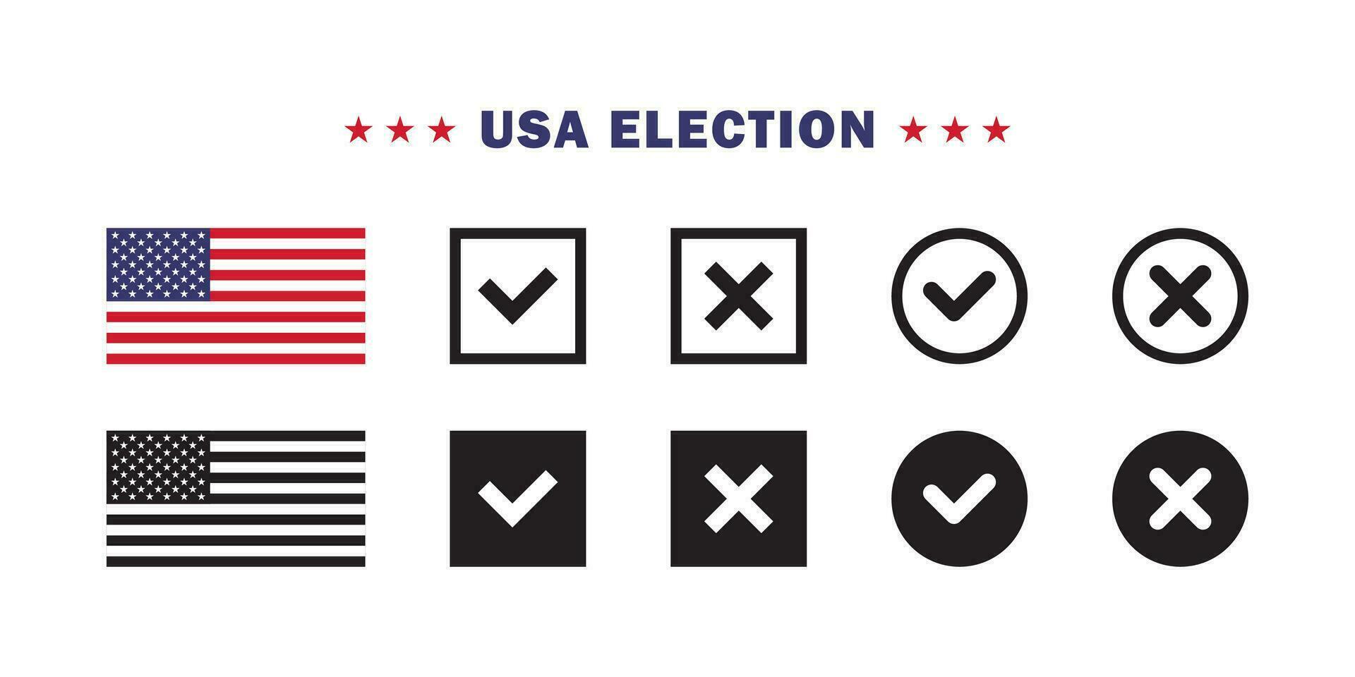 val och röstning usa. röstning ikoner. flaggor och ikoner. vektor skalbar grafik