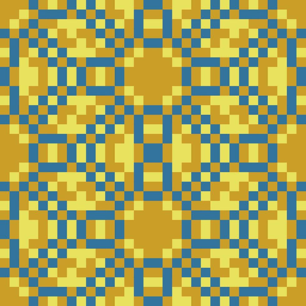 en gul och blå mönster med kvadrater vektor