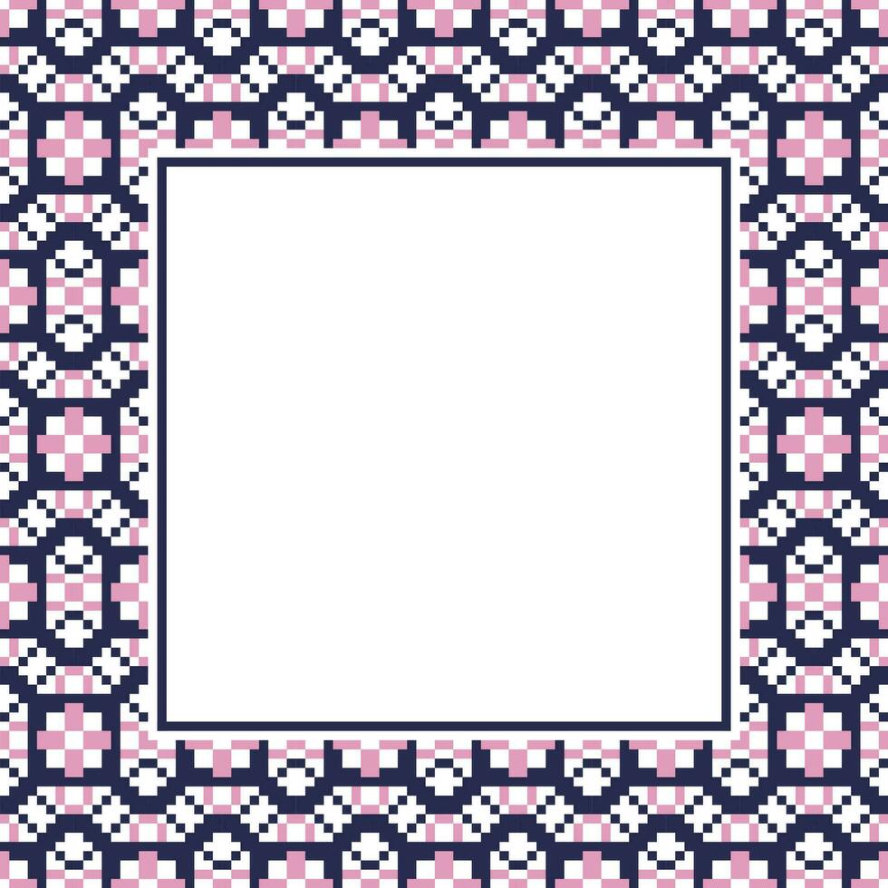 en fyrkant ram med rosa och blå geometrisk mönster vektor