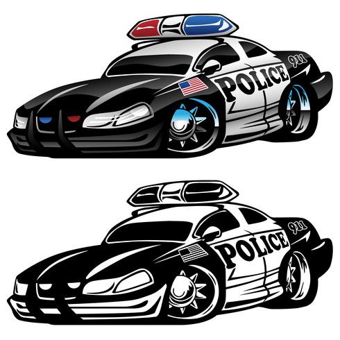 Polis Muscle Car Cartoon Vector Illustration