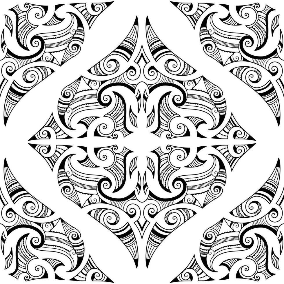 Vektor nahtlos Muster. geometrisch Maori Stil. schwarz und Weiß