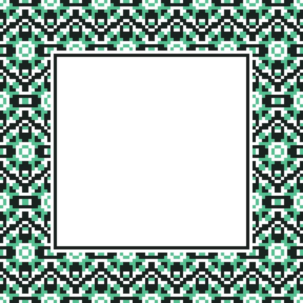 ein Platz Rahmen mit Grün und schwarz geometrisch Muster vektor
