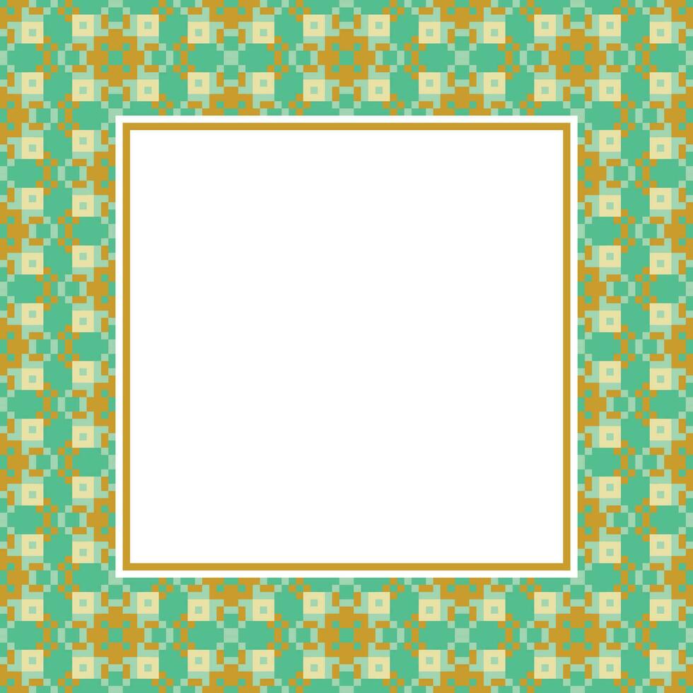 ein abstrakt Platz Rahmen mit ein Grün und Orange Muster vektor
