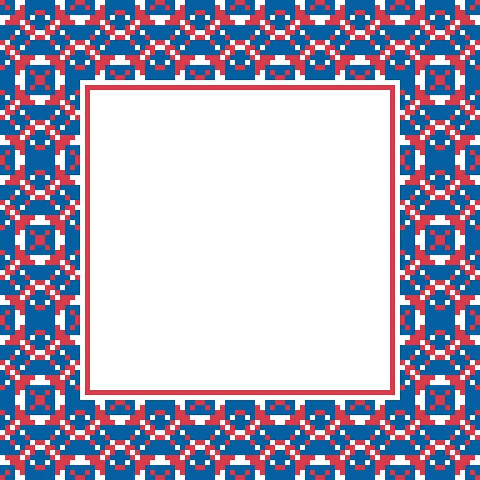 ein Platz Rahmen mit rot und Blau geometrisch Muster vektor
