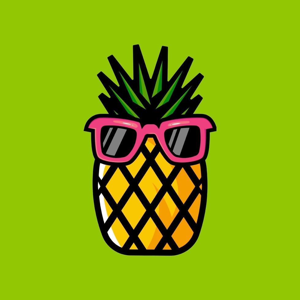 ananas tecknad maskot logotyp design illustration vektor