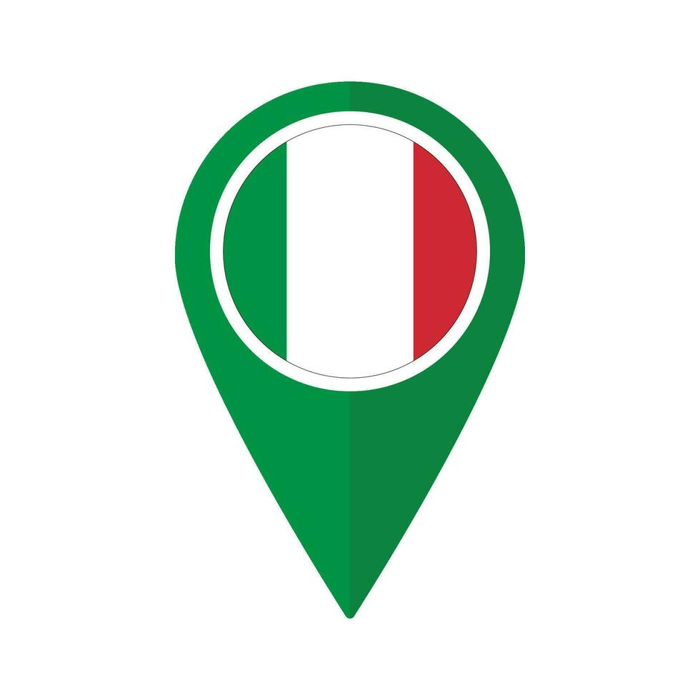 Flagge von Italien Flagge auf Karte punktgenau Symbol isoliert Grün Farbe vektor