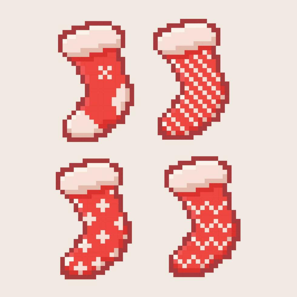 süß Weihnachten Socken Pixel Kunst Vektor
