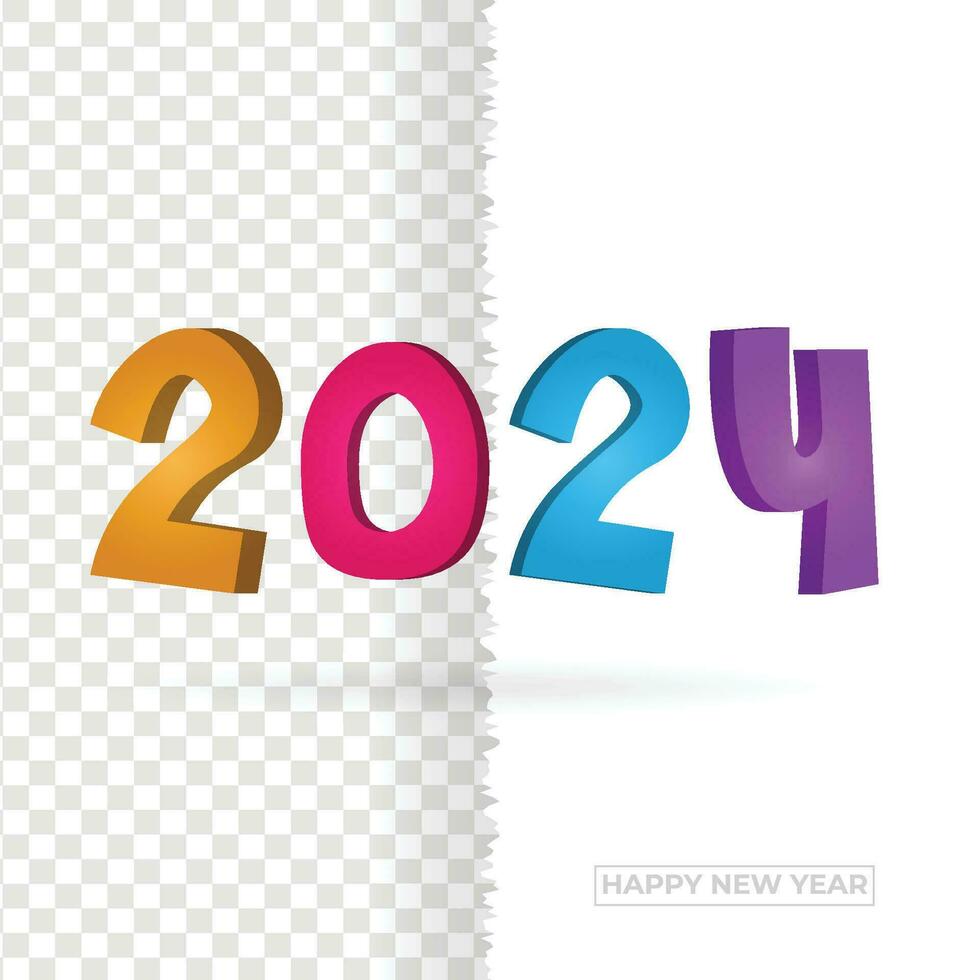 2024 bunt Text glücklich Neu Jahr Text Design, 3d, Farbe Nummer Vektor Illustration, Konzepte zum Gruß Karte, Netz Post und Banner