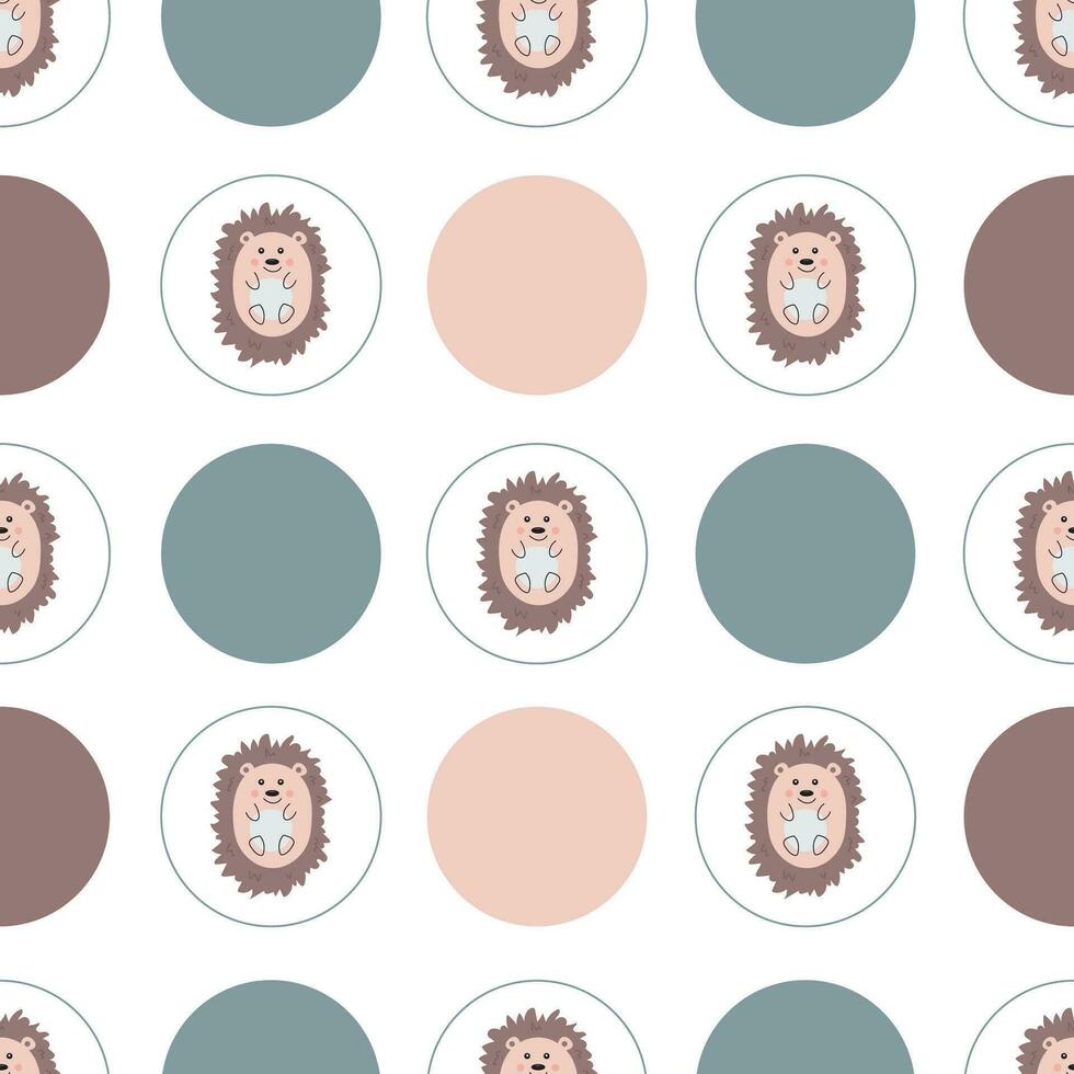 sömlös mönster med söt färgad igelkottar i pastell färger på en vit bakgrund. barns mönster för kläder. söt skriva ut med djur. vektor illustration