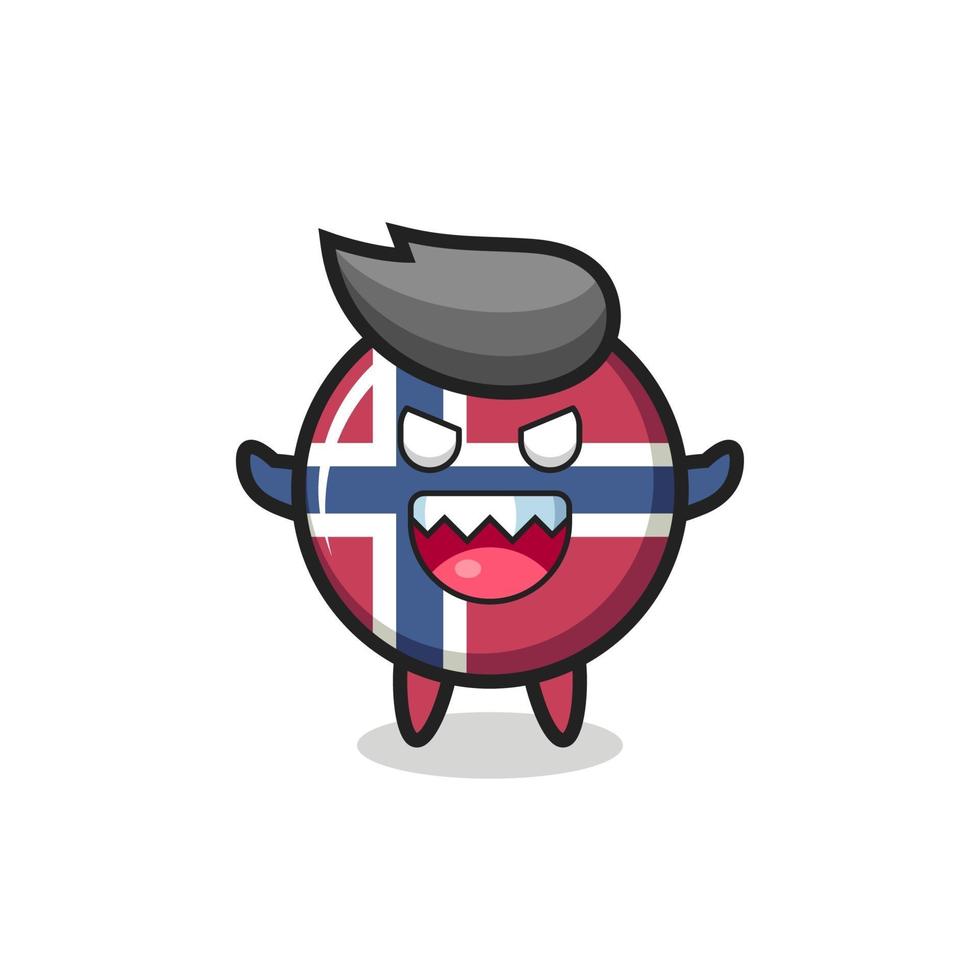 Illustration des bösen Norwegen-Flagge-Abzeichen-Maskottchen-Charakters vektor