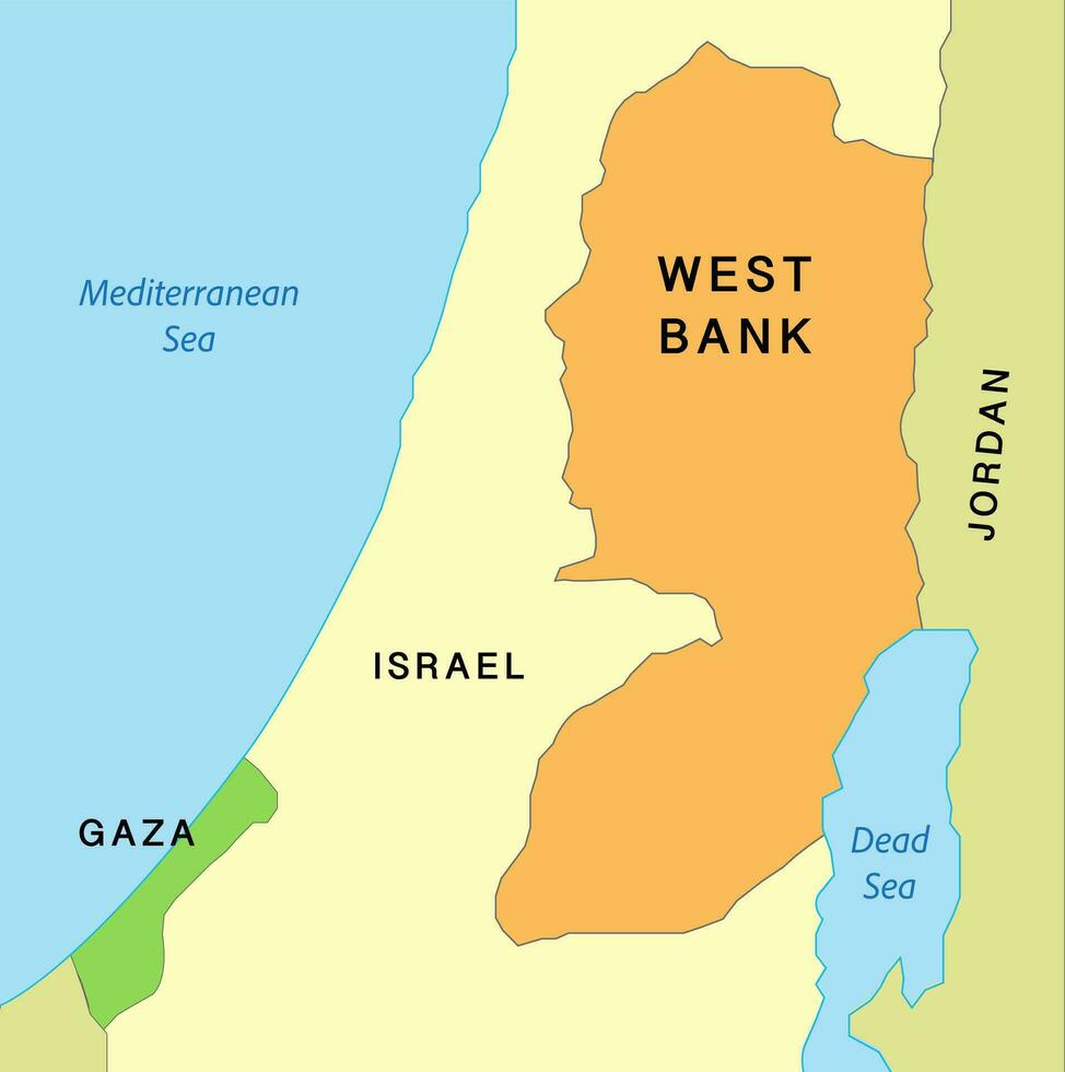 das Gaza Streifen und das Westen Bank Karte, Vektor Illustration.