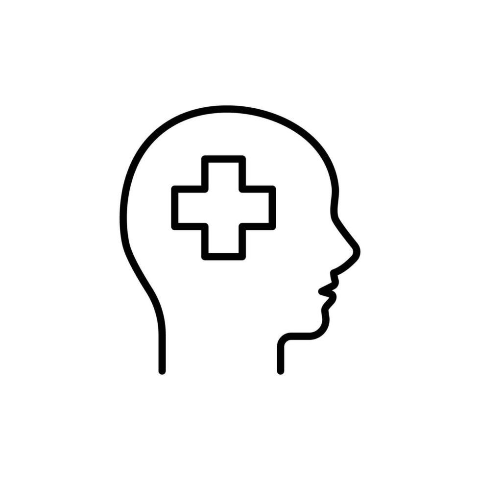 mental Gesundheit Symbol. einfach Gliederung Stil. positiv Verstand Wohlbefinden, Gehirn, Emotion, mental Gesundheit Entwicklung und Pflege Konzept. dünn Linie Symbol. Vektor Illustration isoliert.