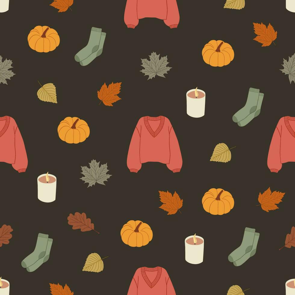 hell Hintergrund zum das Ernte. Hand gezeichnet Design. Herbst Jahreszeit nahtlos Muster vektor