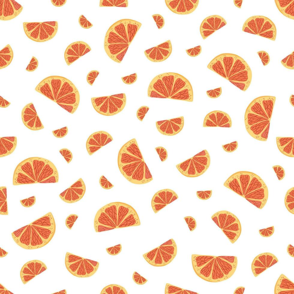 Orange Scheibe nahtlos Muster. natürlich und organisch Lebensmittel, Zitrusfrüchte Früchte. großartig zum Stoff, Textil, Verpackung Papier. Hand gezeichnet Vektor Illustration