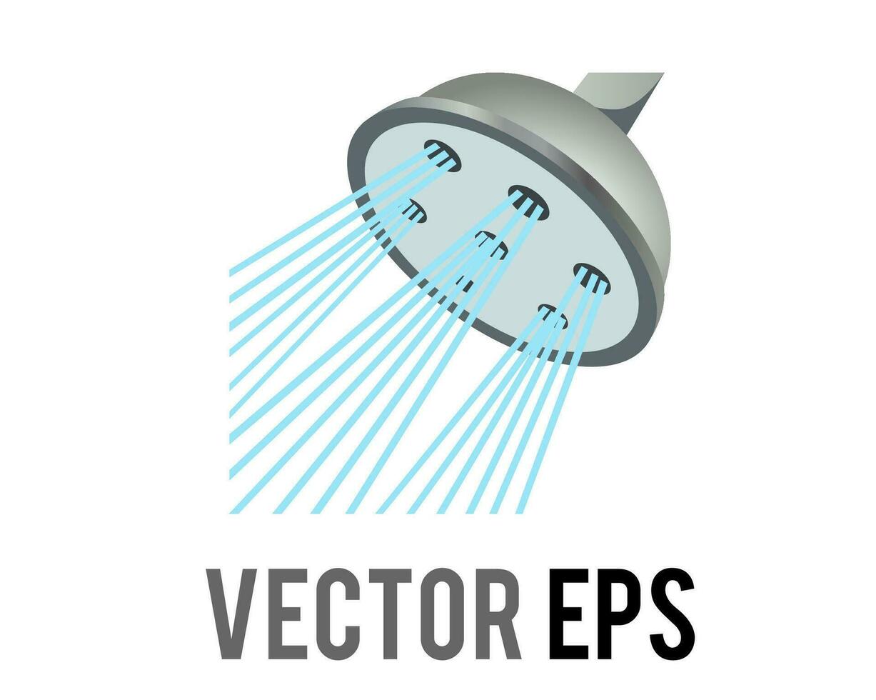 vektor silver- dusch huvud ikon, strömning vatten till de vänster