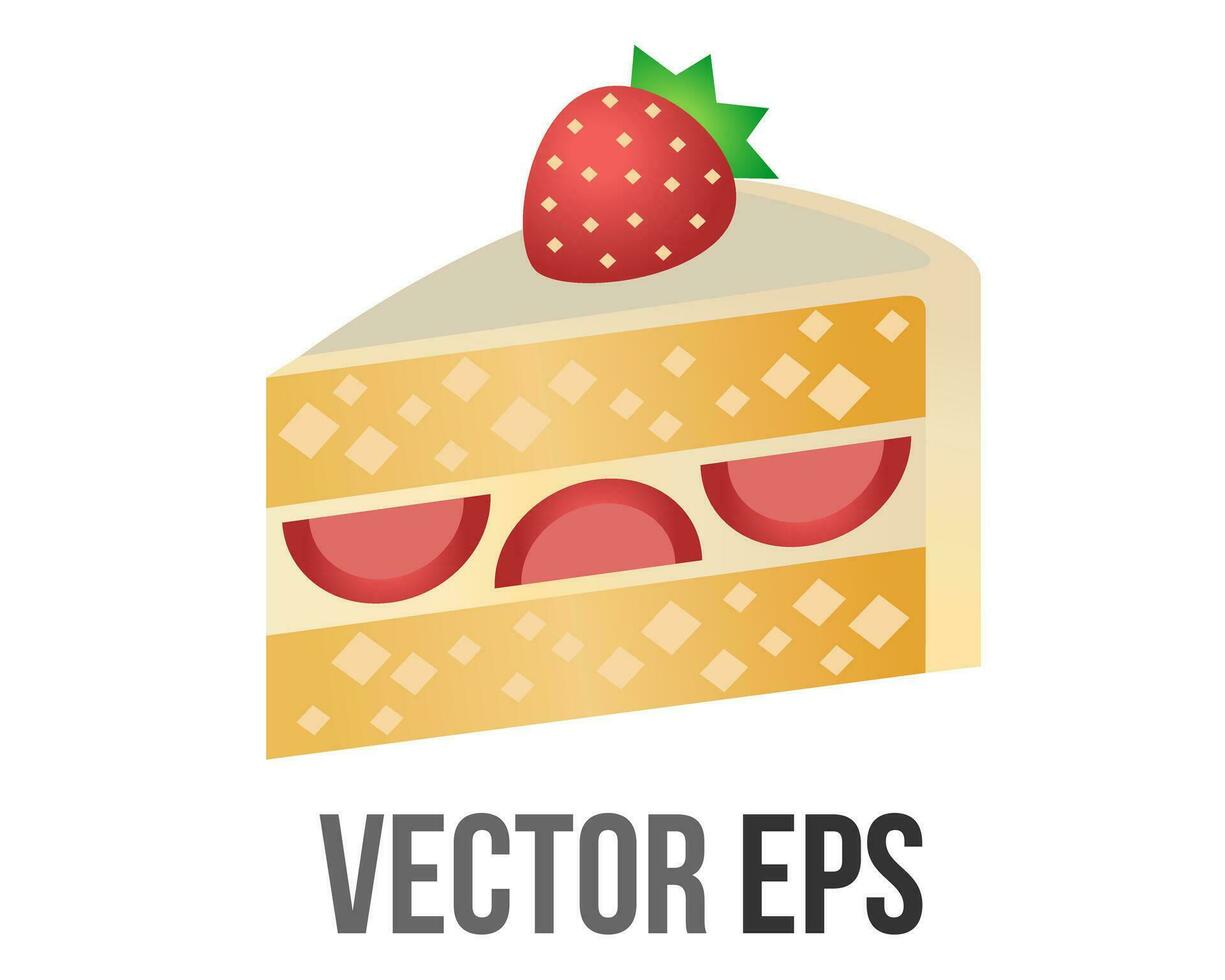 vektor skiva av jordgubb kaka ikon, skiktad med vispad grädde och jordgubb