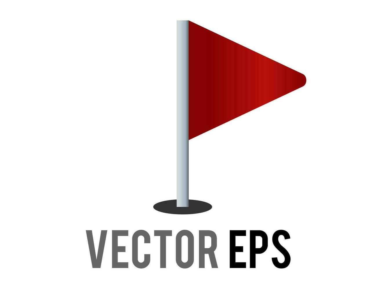 Vektor isoliert Vektor dreieckig Gradient rot Flagge Symbol mit Silber Pole