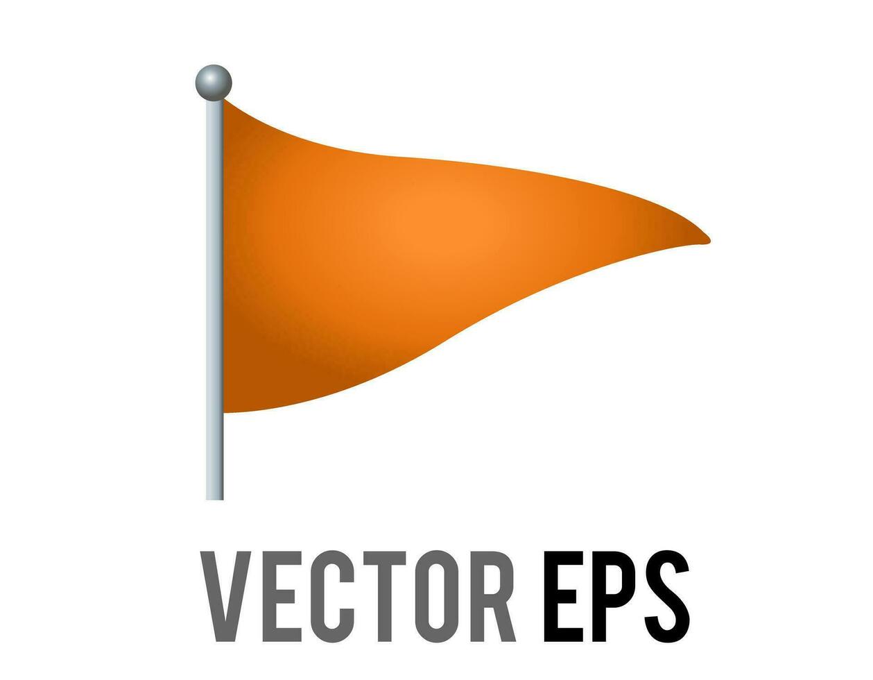 Vektor isoliert Vektor dreieckig Gradient Orange Flagge Symbol mit Silber Pole