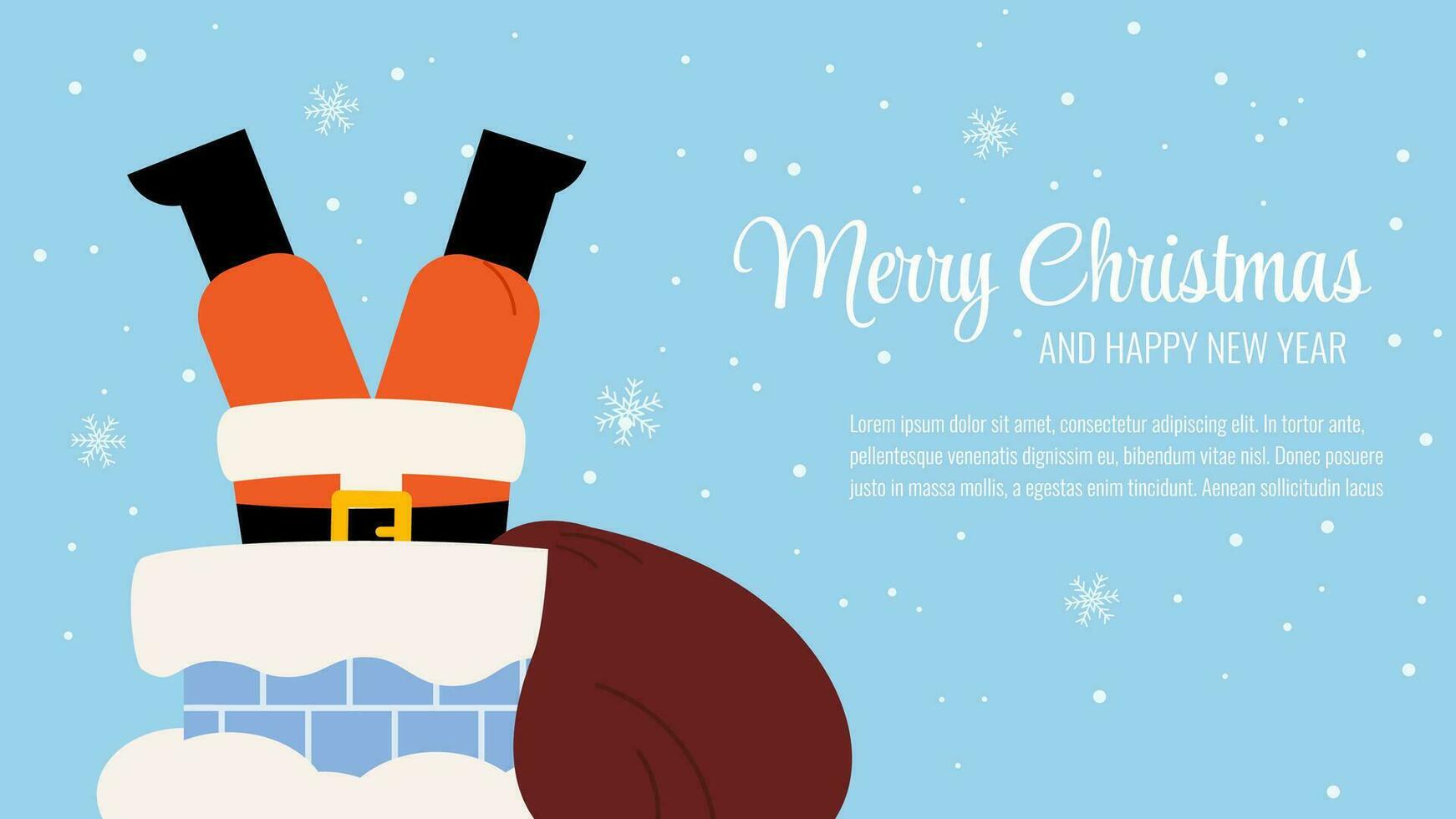 fröhlich Weihnachten Vorlage Banner mit Santa claus klettert Nieder Kamin vektor