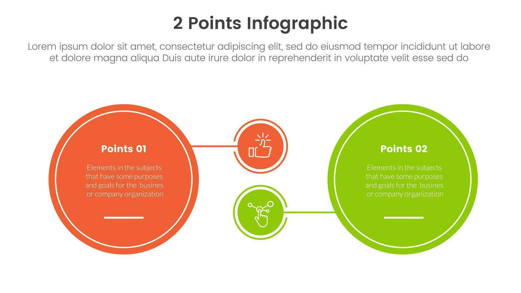 mot eller jämföra och jämförelse begrepp för infographic mall baner med stor cirkel och små länkad med två punkt lista information vektor