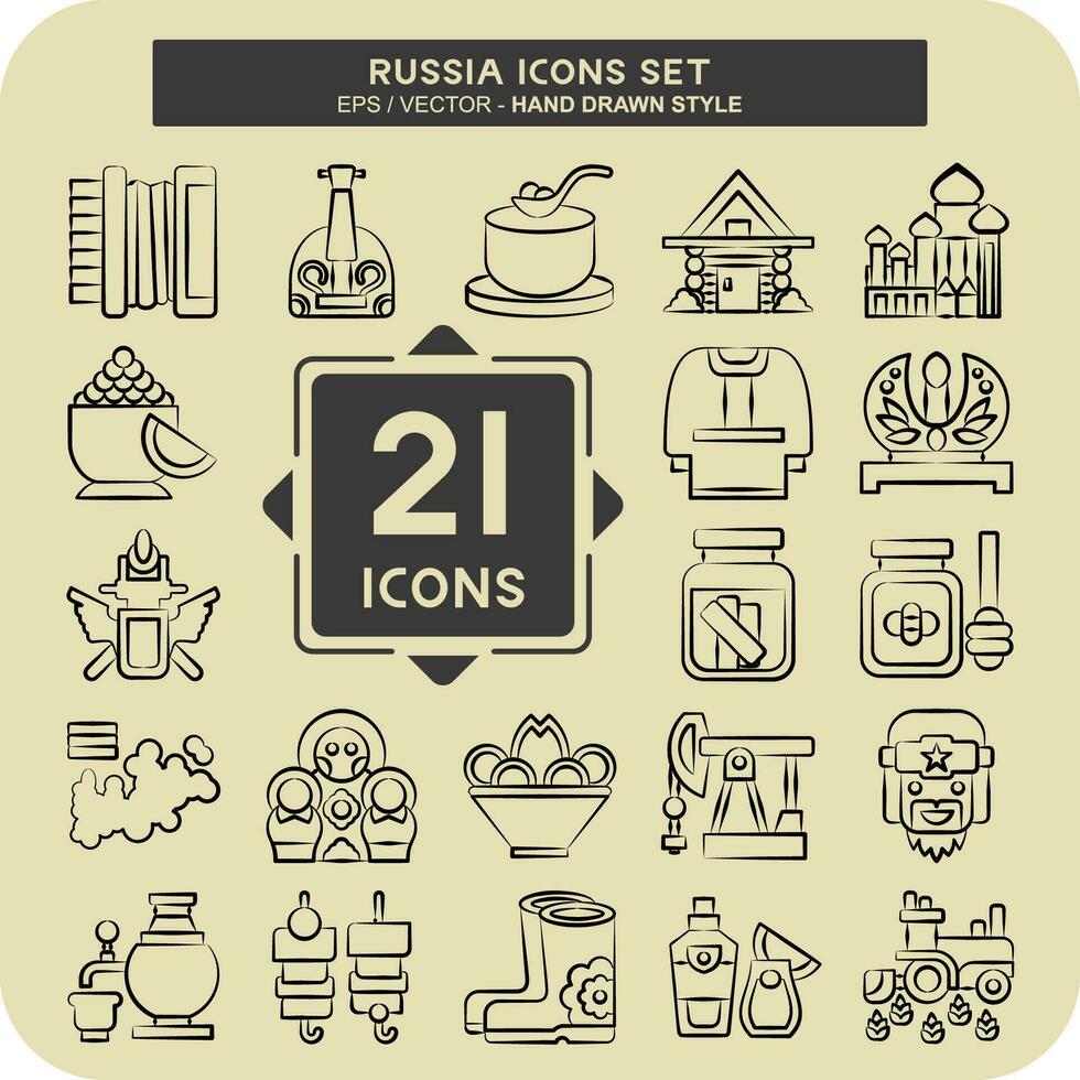 ikon uppsättning Ryssland. relaterad till utbildning symbol. hand dragen stil. enkel design redigerbar. enkel illustration vektor