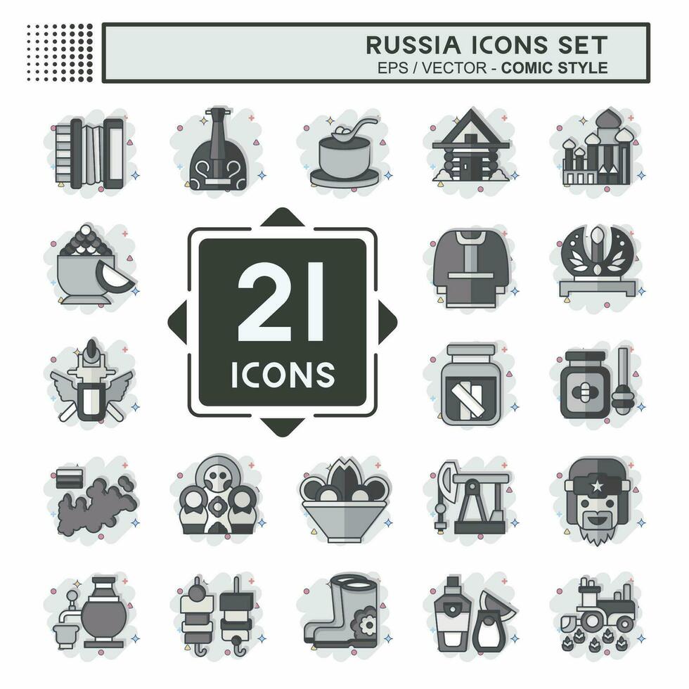 ikon uppsättning Ryssland. relaterad till utbildning symbol. komisk stil. enkel design redigerbar. enkel illustration vektor