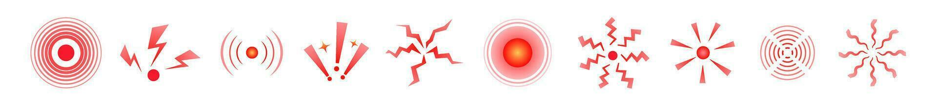 Schmerzen Joint Vektor Symbol. Schmerzen Punkt rot Kreis Symbol.